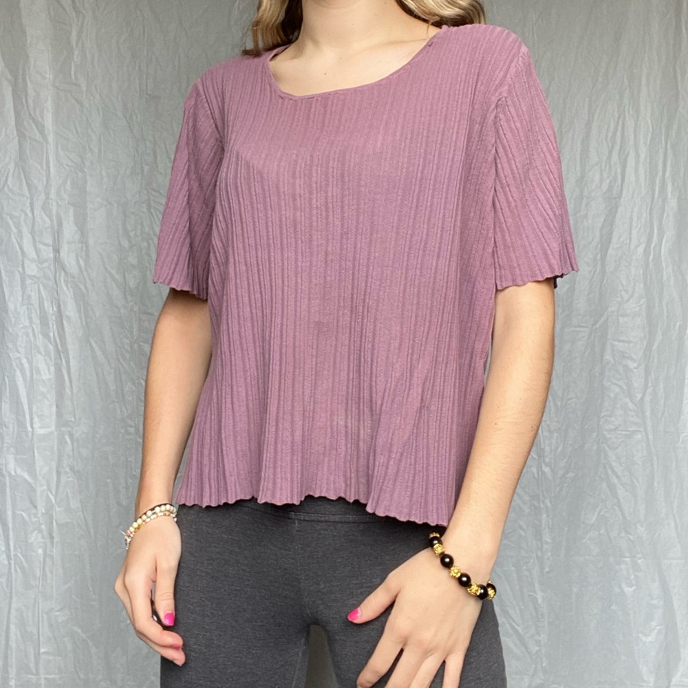 J. Jill Dusty Rose Ribbed Short Sleeve Top